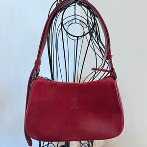 Italian Handmade Cherry Red Buffered Leather Shoulder Bag — Made in Florence